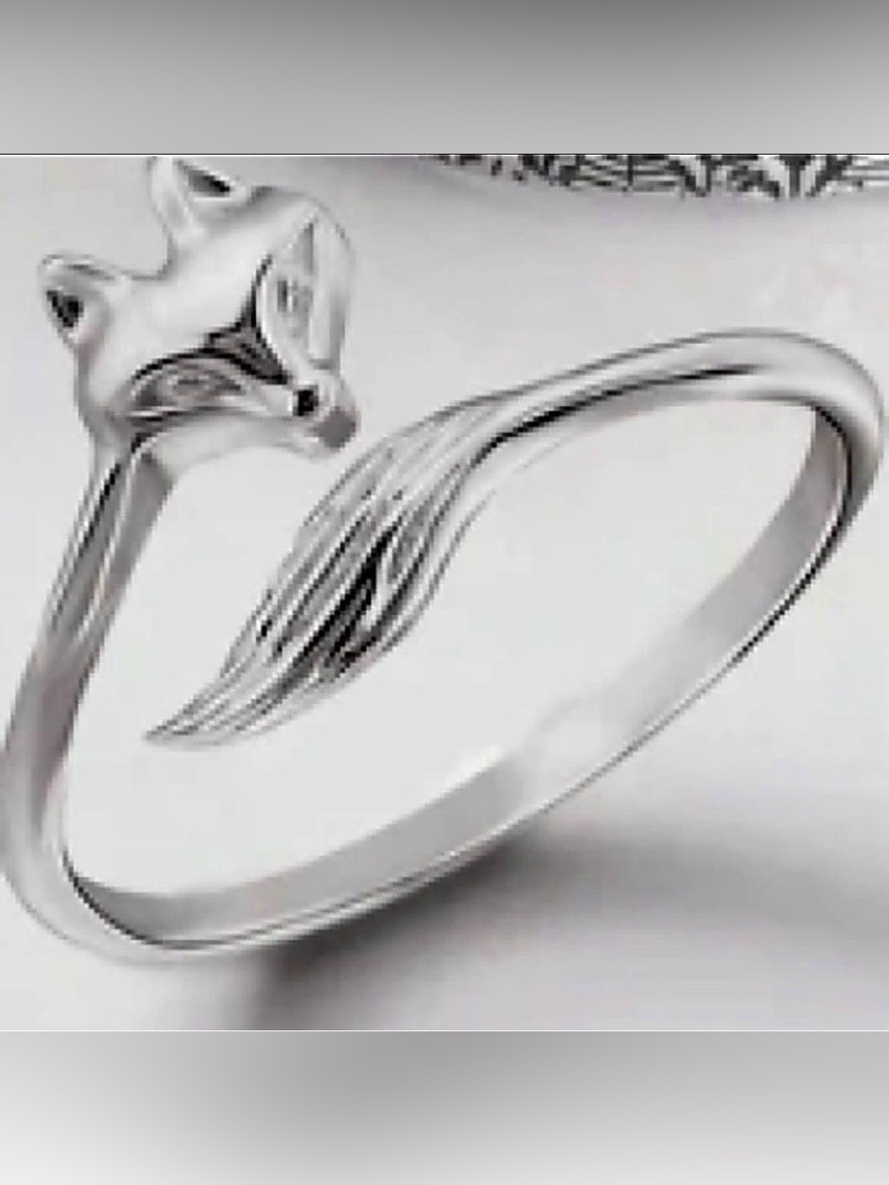 Silver Tone Stainless Steel Fox Wrap Ring Adjustable Pinky Ring NIP - Picture 4 of 6